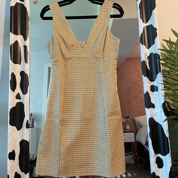 MINKPINK YELLOW PLAID DRESS - Picture 1 of 2